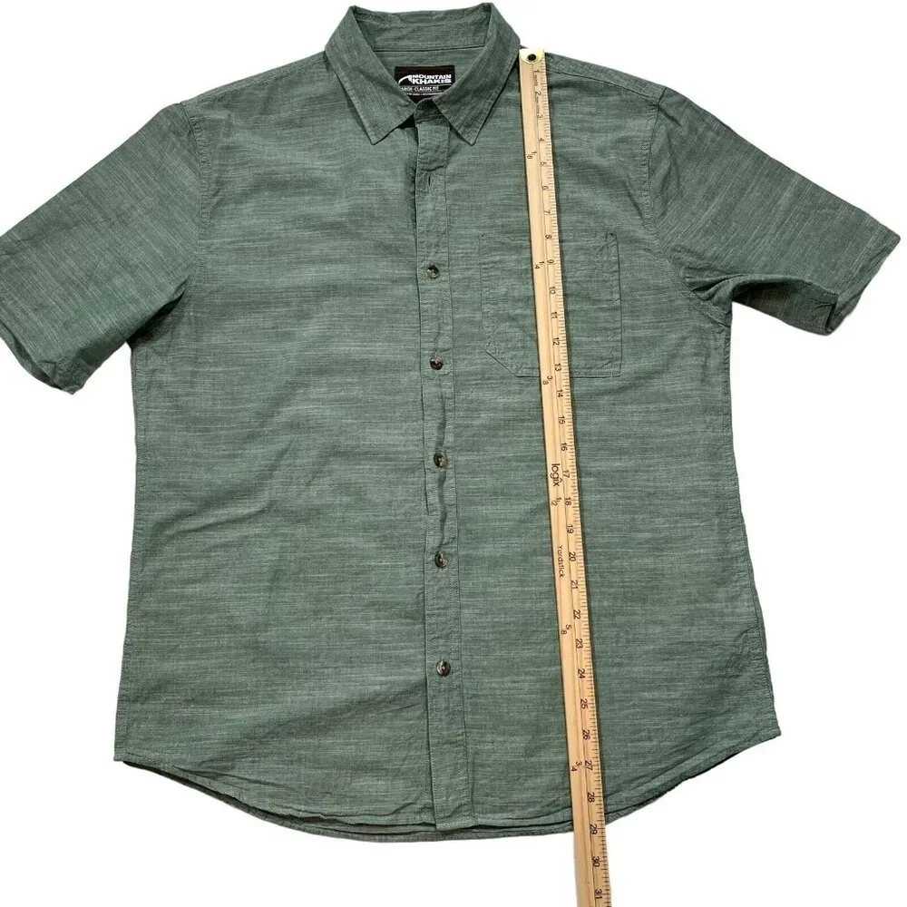 Mountain Khakis Green Button Down Phelps Short Sleeve‎ Organic Cotton Size Large